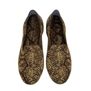 Rothy's The Loafer Fabric Knit Slip-On Flats Shoes in Bronze Metallic Python 9.5